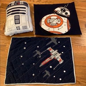 Pottery barn Star Wars shams (2) and throw pillow